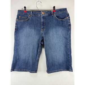 Dickies Womens Straight Leg Denim Bermuda Shorts Medium Wash Blue Size 16P371198